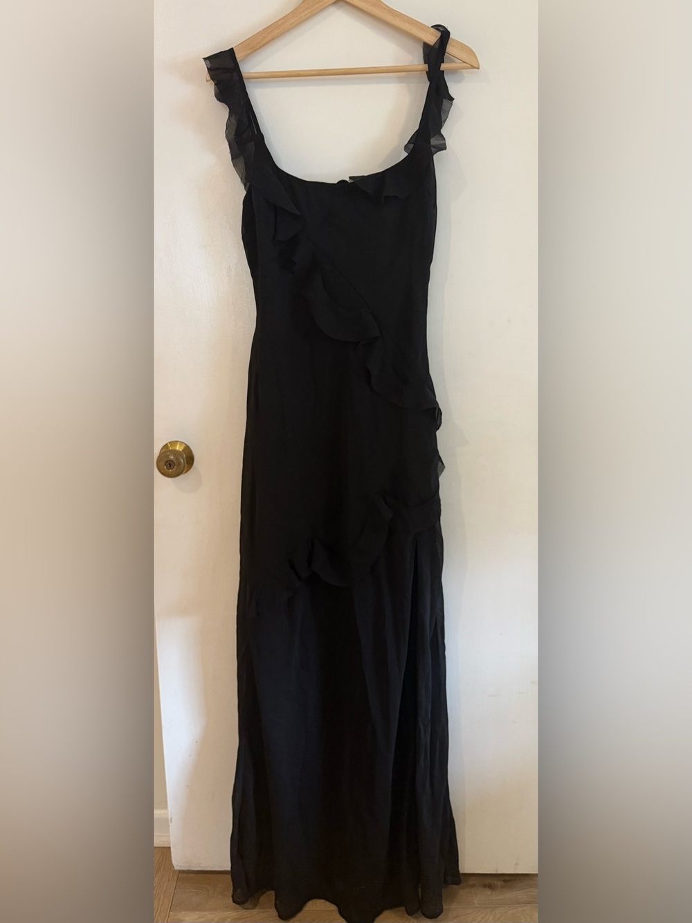 Vici Black Ruffle-Trim Maxi Dress